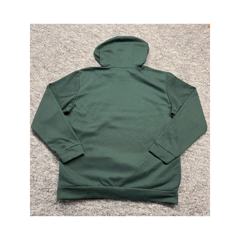 Adidas Mens XL Forest Green Fleece Pullover Hoodie Zip Chest Pocket JG8148
